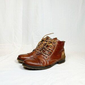 Bullboxer Delden Brown Leather Military Style Cap Toe Combat Chukka Boots~11~